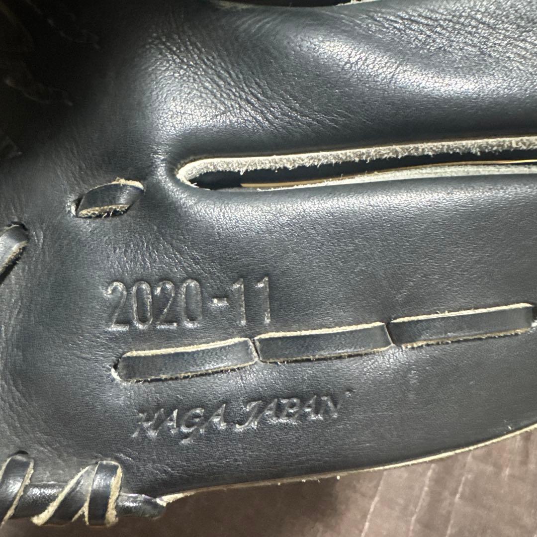 三*ン様 黒 レザー 野球グローブ クロコダイル風