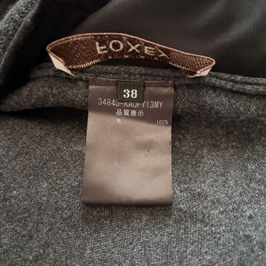 フォクシー　ニットワンピース　ウール100% ロゴプレート　グレー　38 フレア