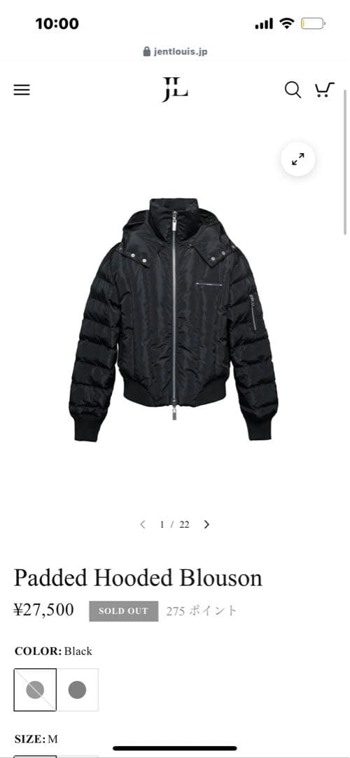 【即完】JentLouis Padded Hooded Blouson L