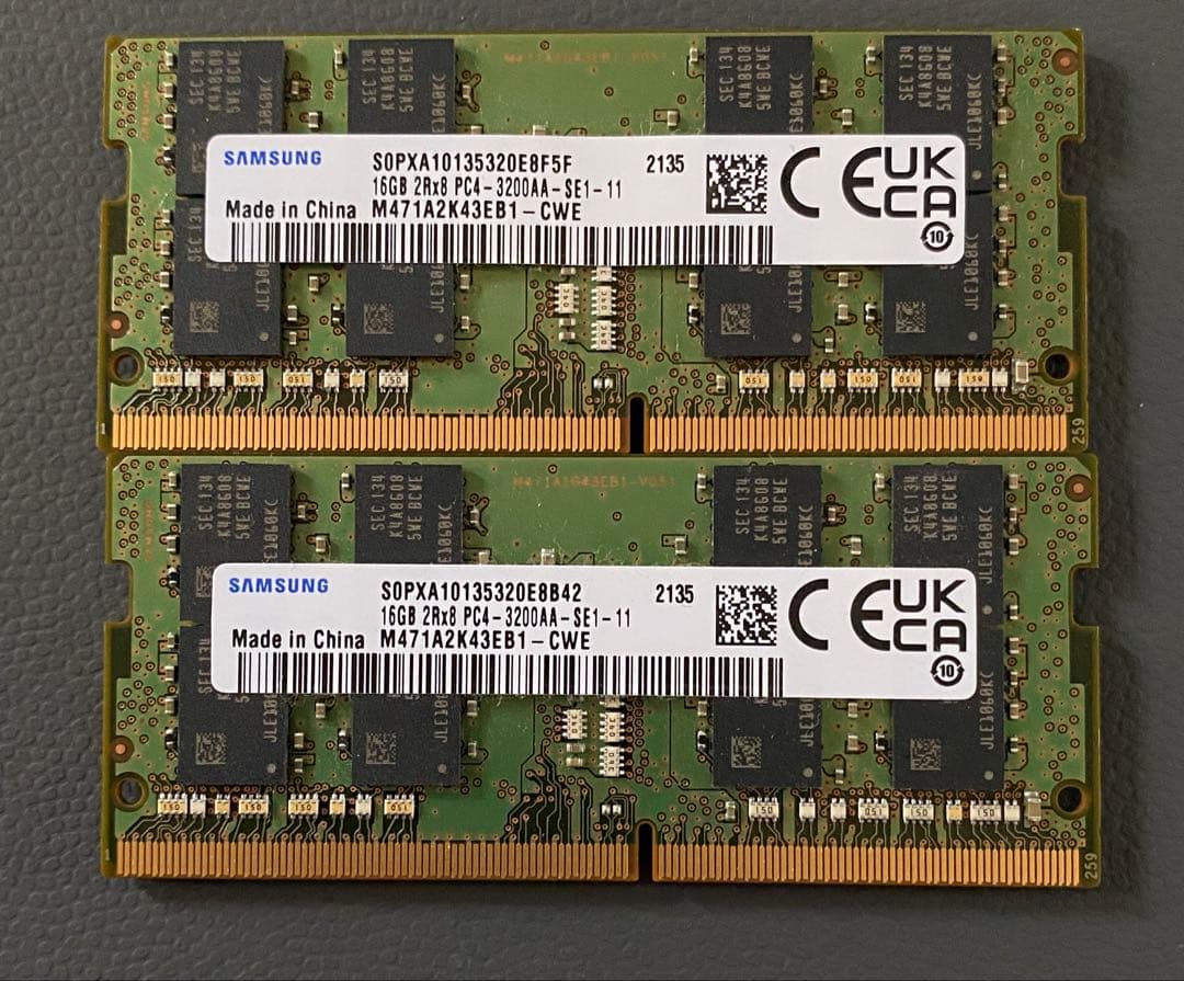 Samsung (16GBx2)DDR4 メモリ PC4-3200A 32GB