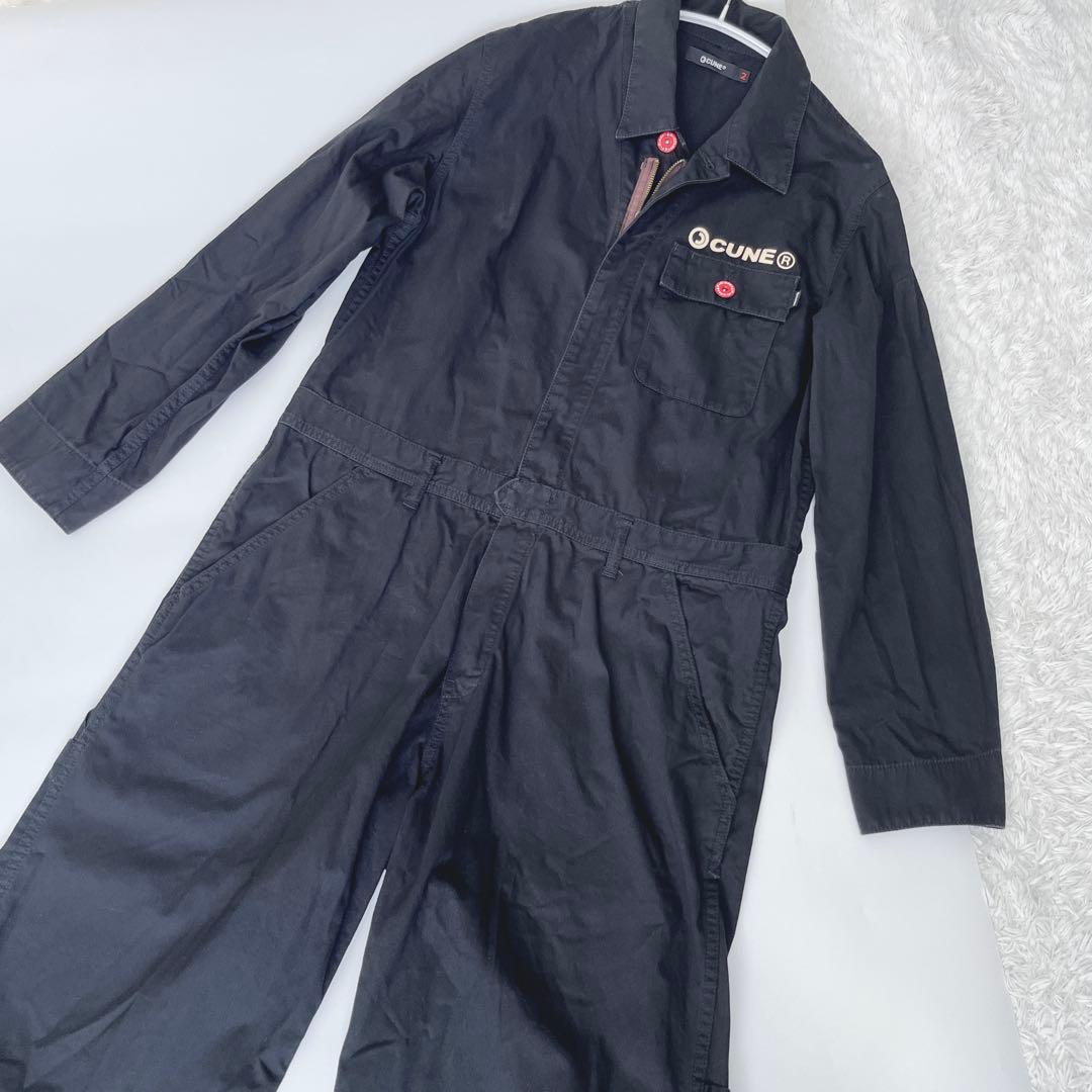 CUNEキューン うさぎプリント つなぎ オールインワン ブラック 2