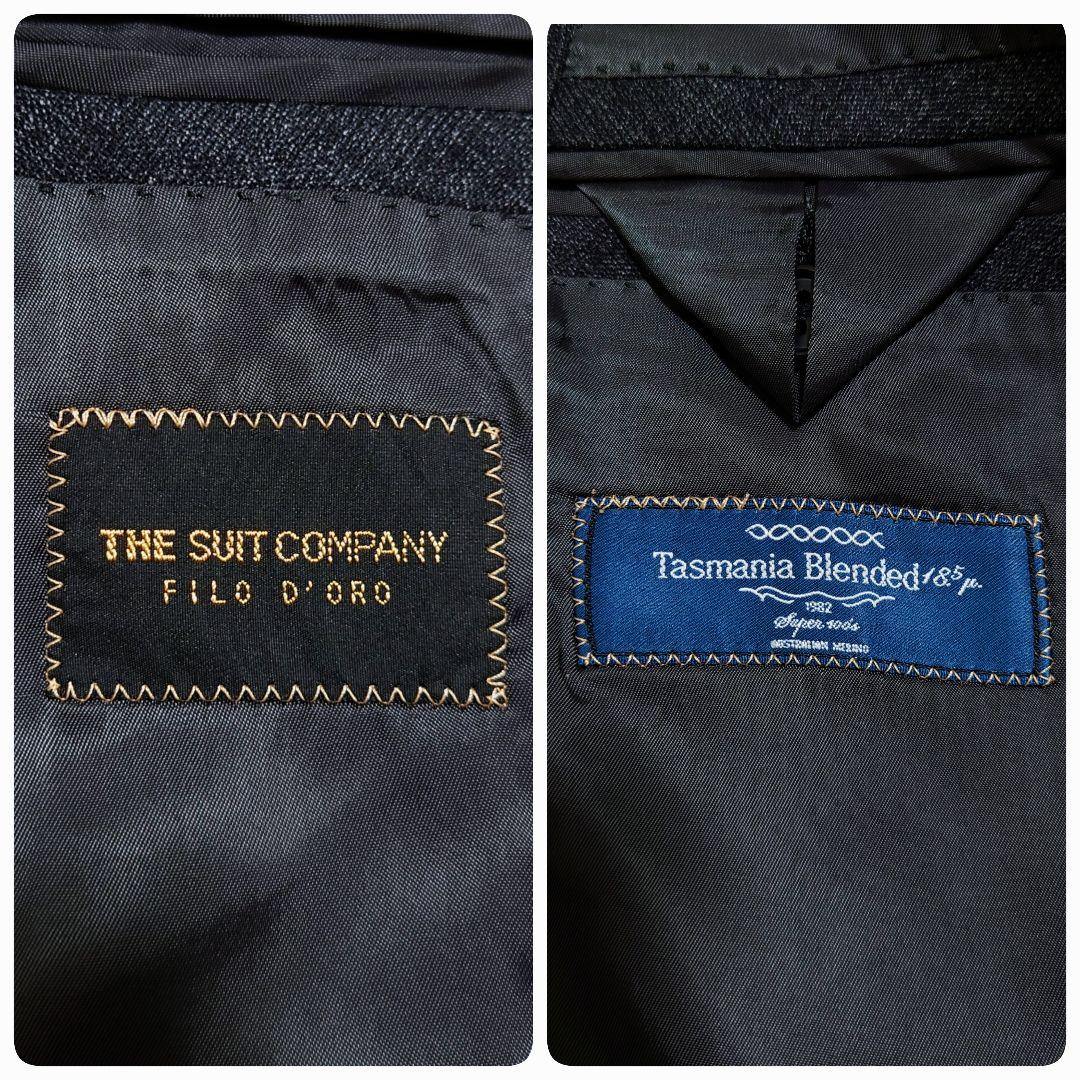 美品　ザスーツカンパニー　スーツ　Super100's　グレー　チェック　XL