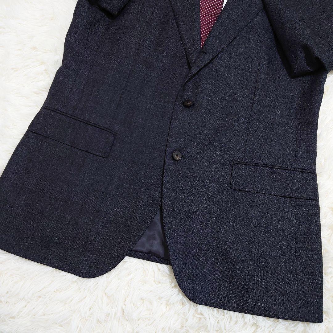 美品　ザスーツカンパニー　スーツ　Super100's　グレー　チェック　XL