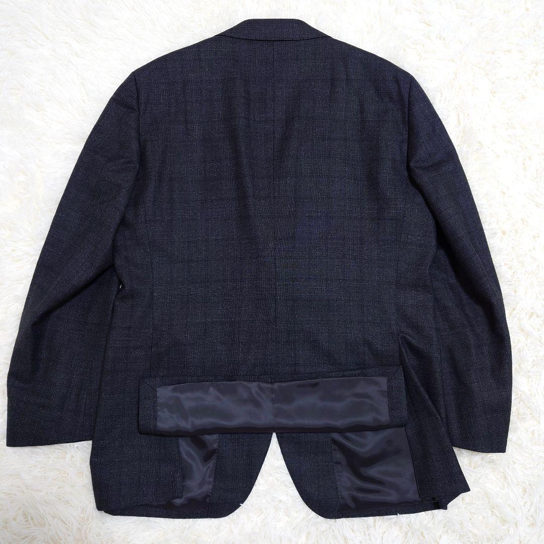 美品　ザスーツカンパニー　スーツ　Super100's　グレー　チェック　XL