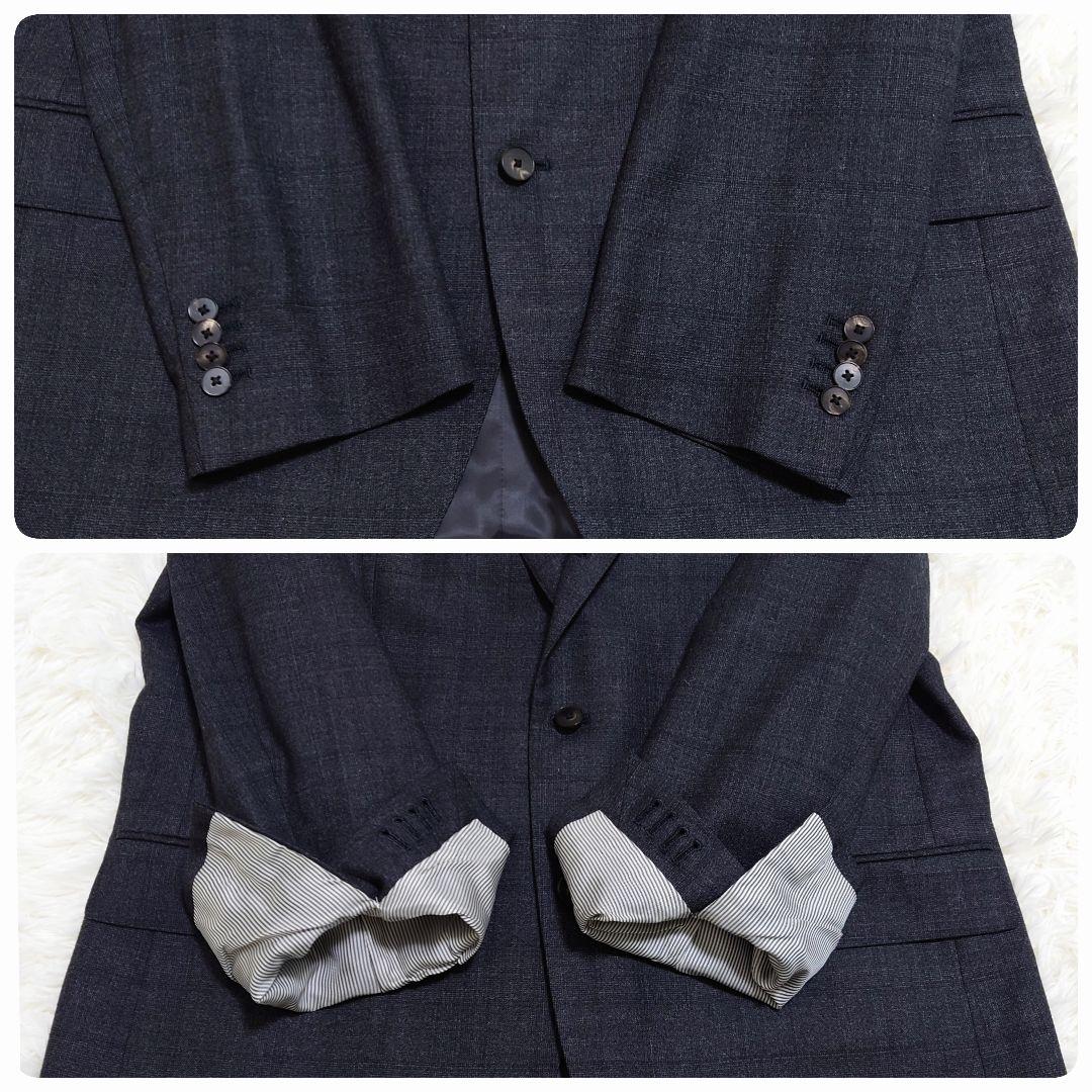 美品　ザスーツカンパニー　スーツ　Super100's　グレー　チェック　XL