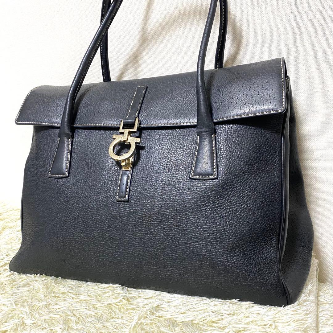 美品✨ Ferragamo フェラガモ ガンチーニ トートバック シボ革 A4可
