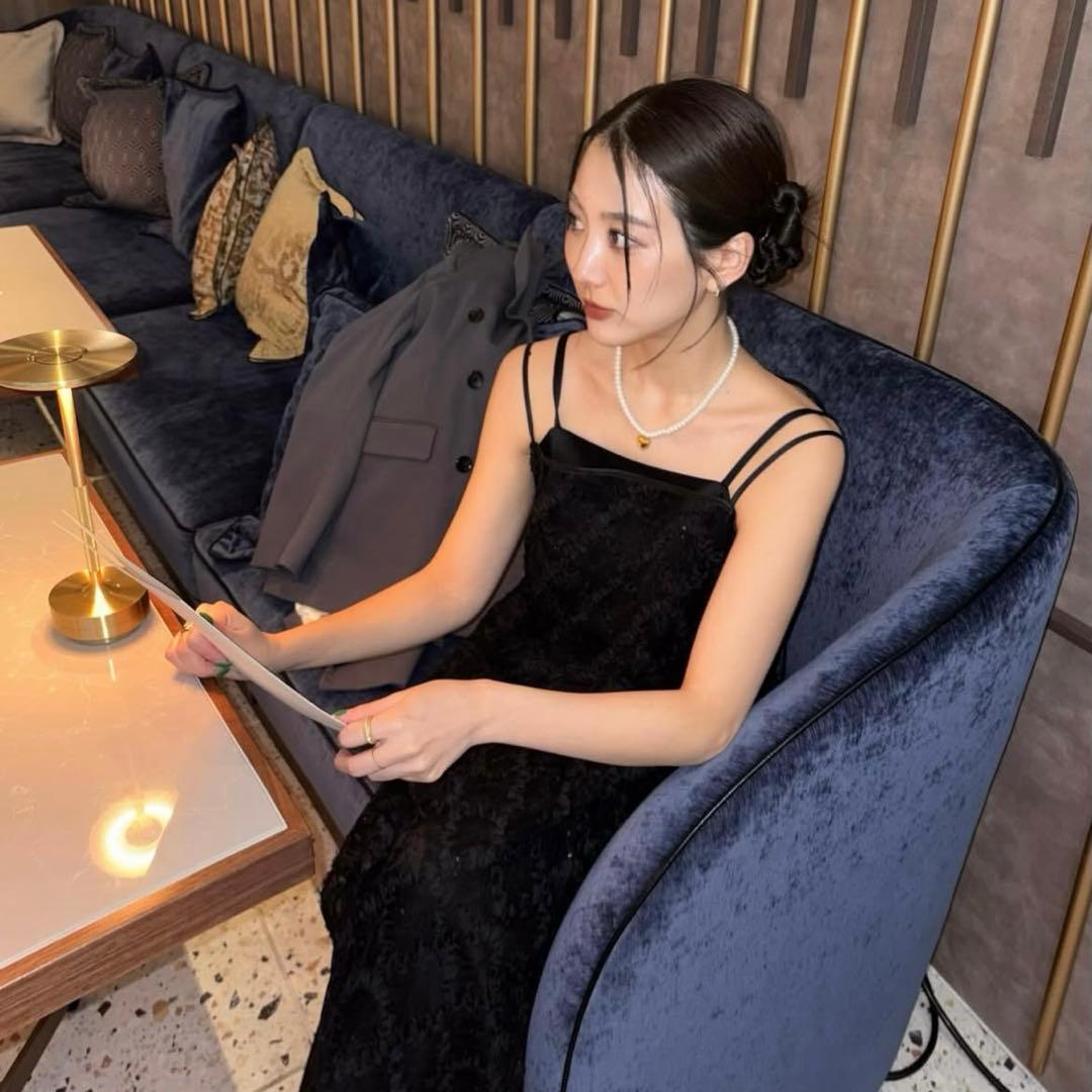 【ANDRESD】satin minimal dress ブラック　L