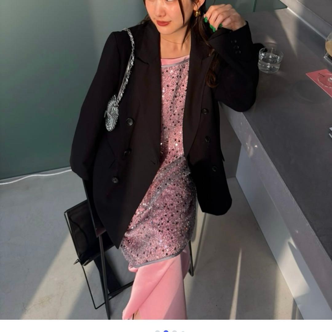 【ANDRESD】satin minimal dress ブラック　L