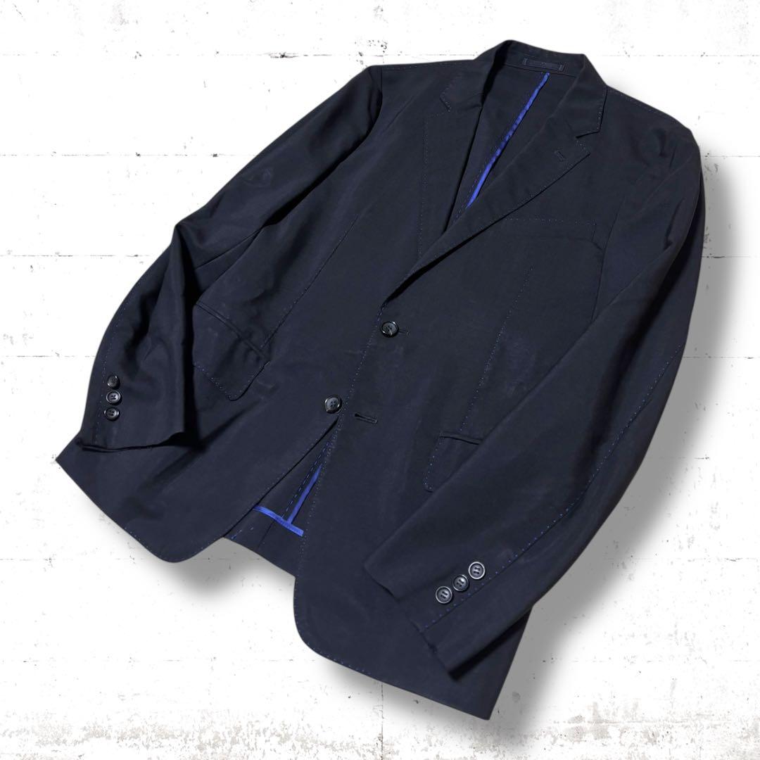 名作　コムデギャルソンオム　青色ステッチ　ウール　モヘア　テーラードジャケット