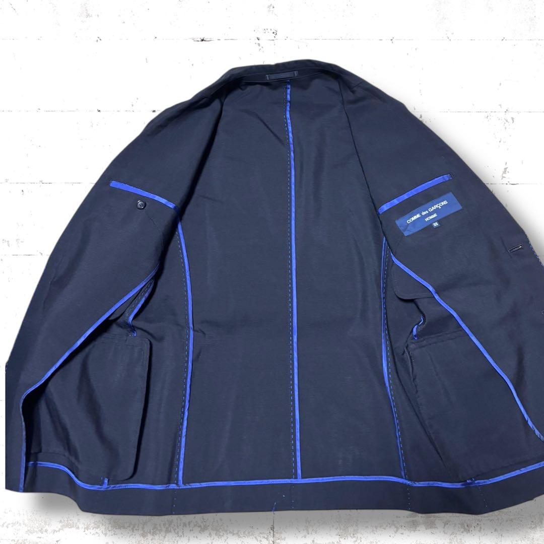 名作　コムデギャルソンオム　青色ステッチ　ウール　モヘア　テーラードジャケット