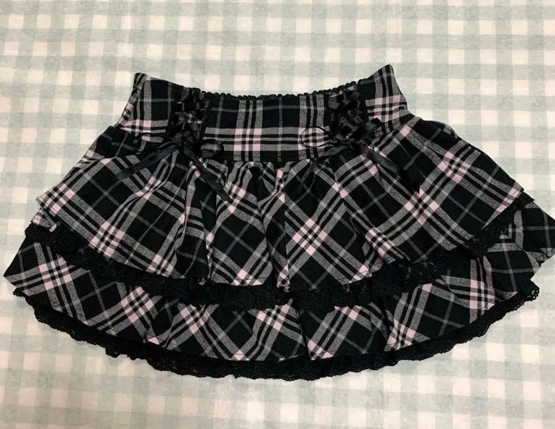 TRALALA 希少 ピンク フリル チェック柄 スカート