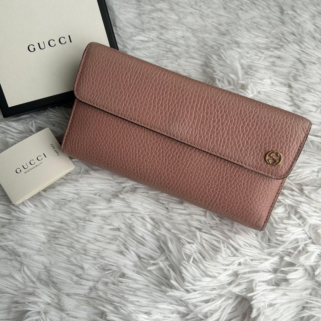箱付き✨ GUCCI 長財布 コンチネンタルウォレット レザー ピンクベージュ