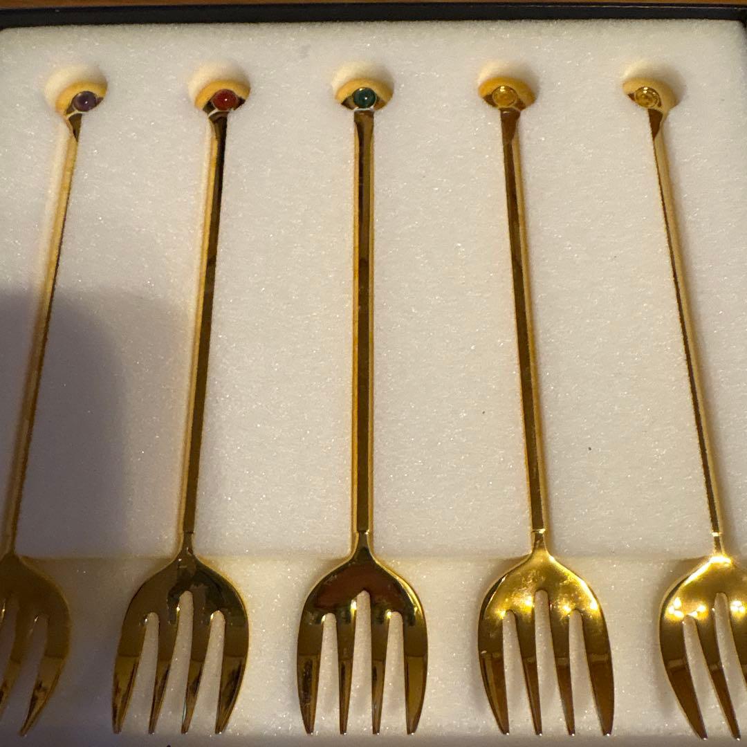 MIKIMOTO ミキモト 半貴石カトラリー フォーク 5本セット後1時間のみ