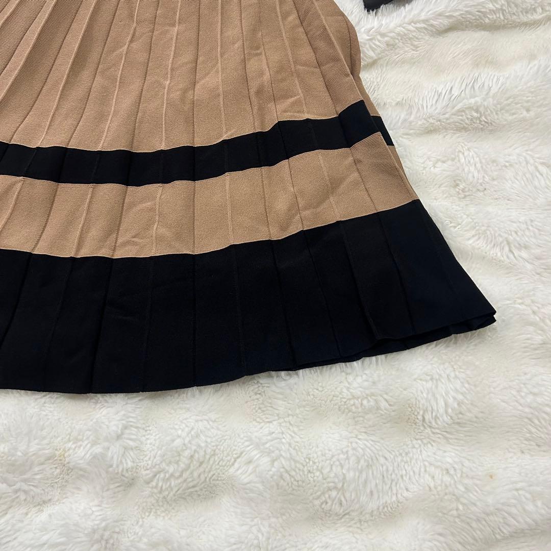 【美品】ダイアグラム 配色プリーツワンピース ロング 金ボタン バイカラー 36