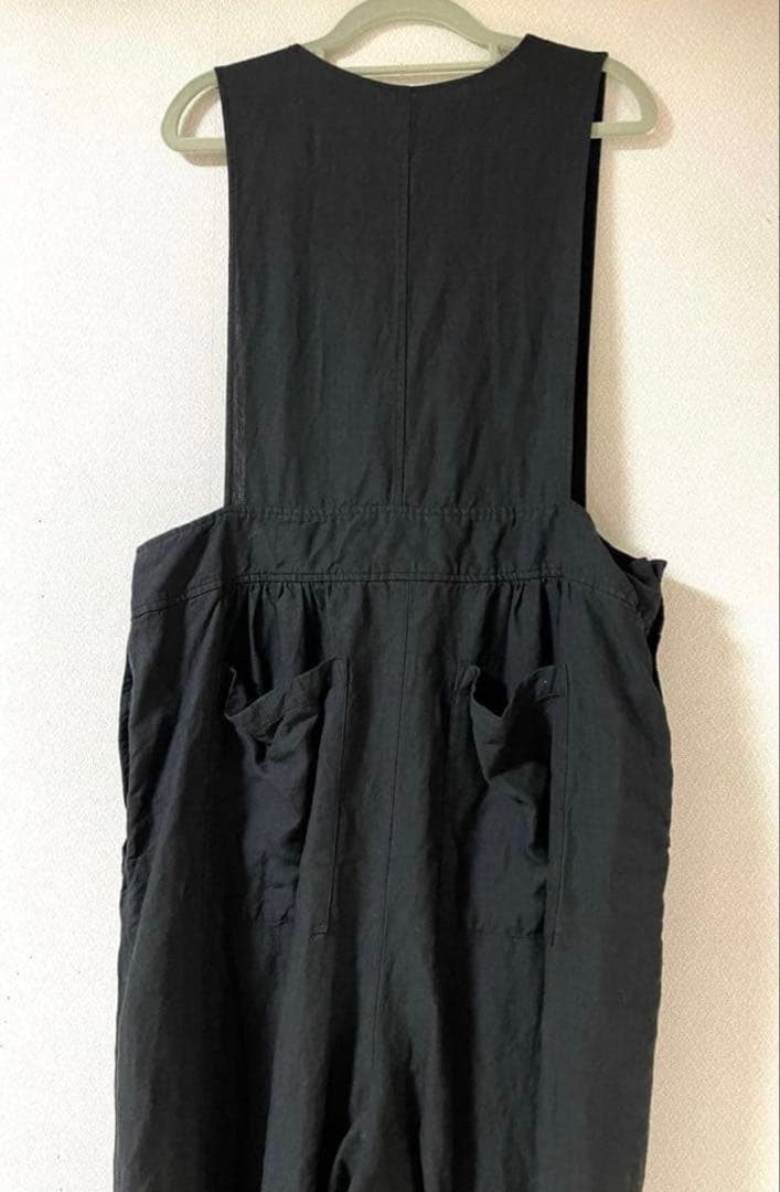 nest robe ブラックリネンボタンサロペット