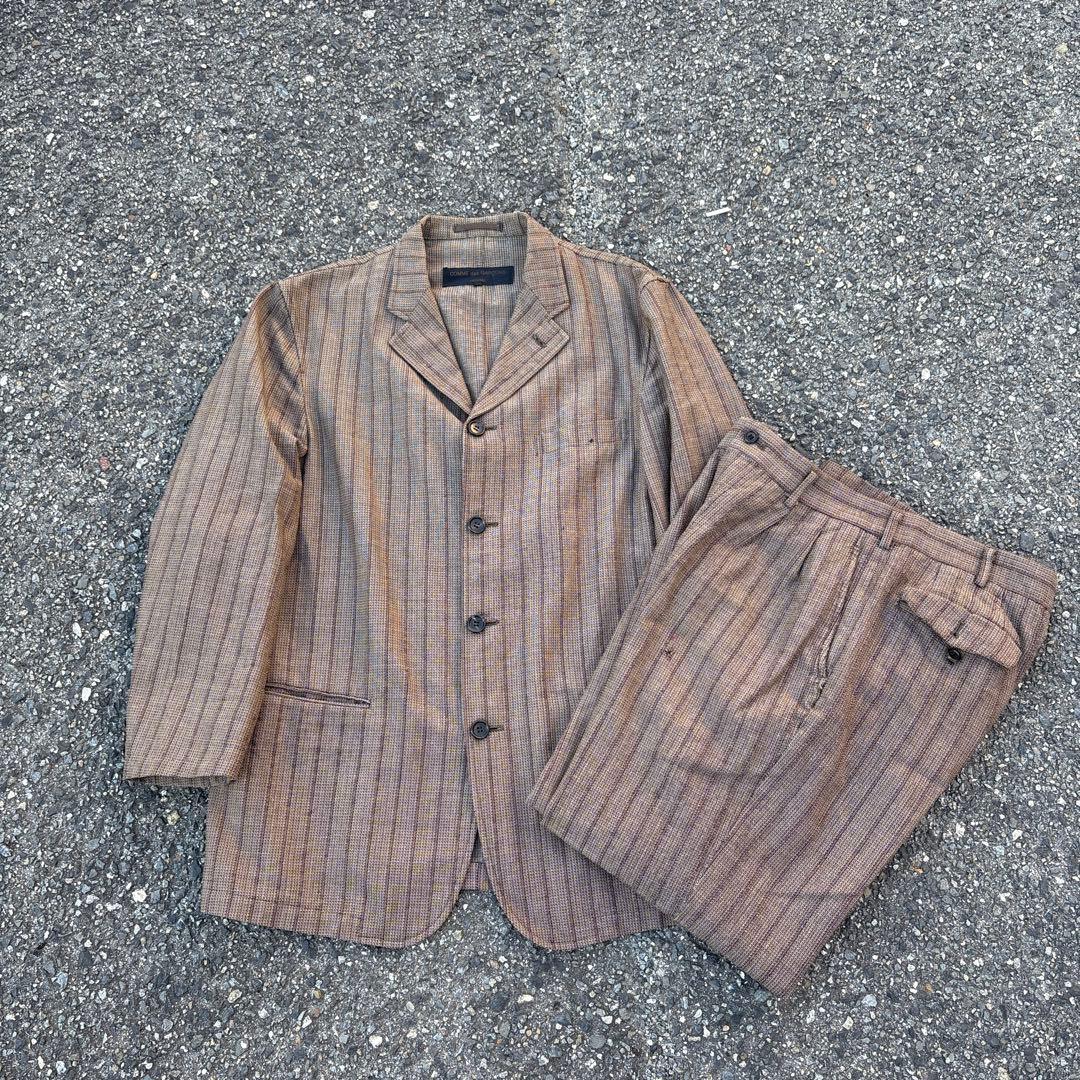 田中オム コムデギャルソン オム ストライプ セットアップ 00s ブラウン