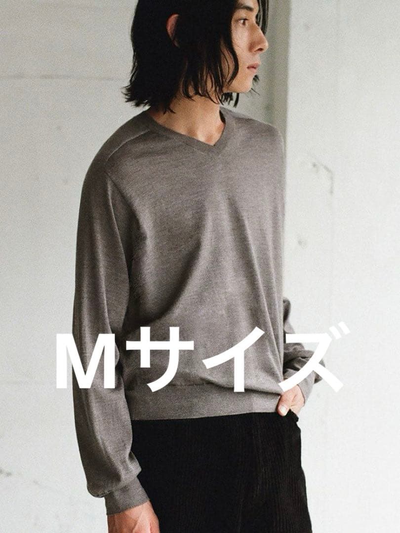 LIDNM W/Si/Ca 18G V Neck Knit Mサイズ