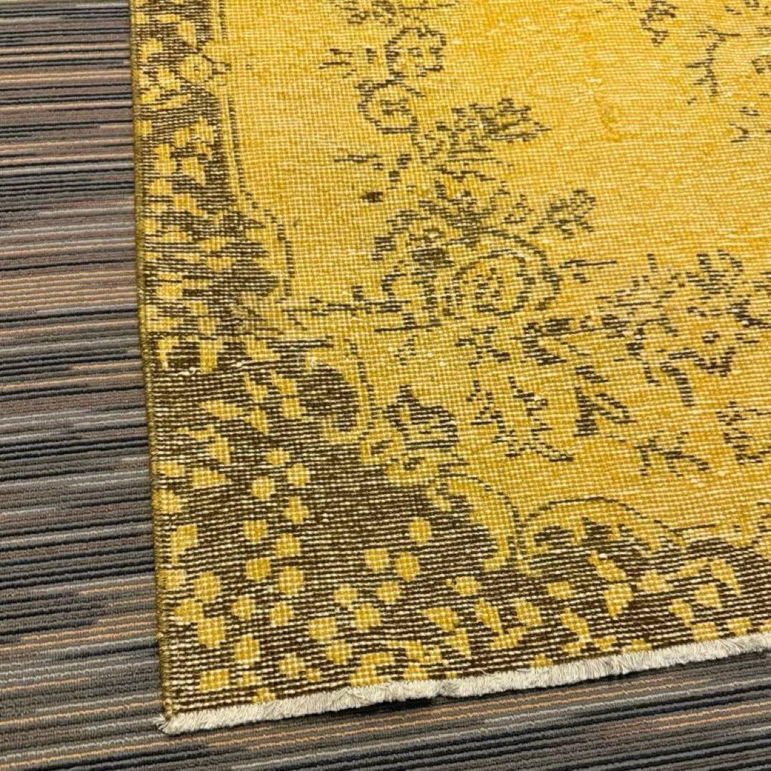 Antiques&Crafts880 ヴィンテージトルコラグイエローオーバーダイ