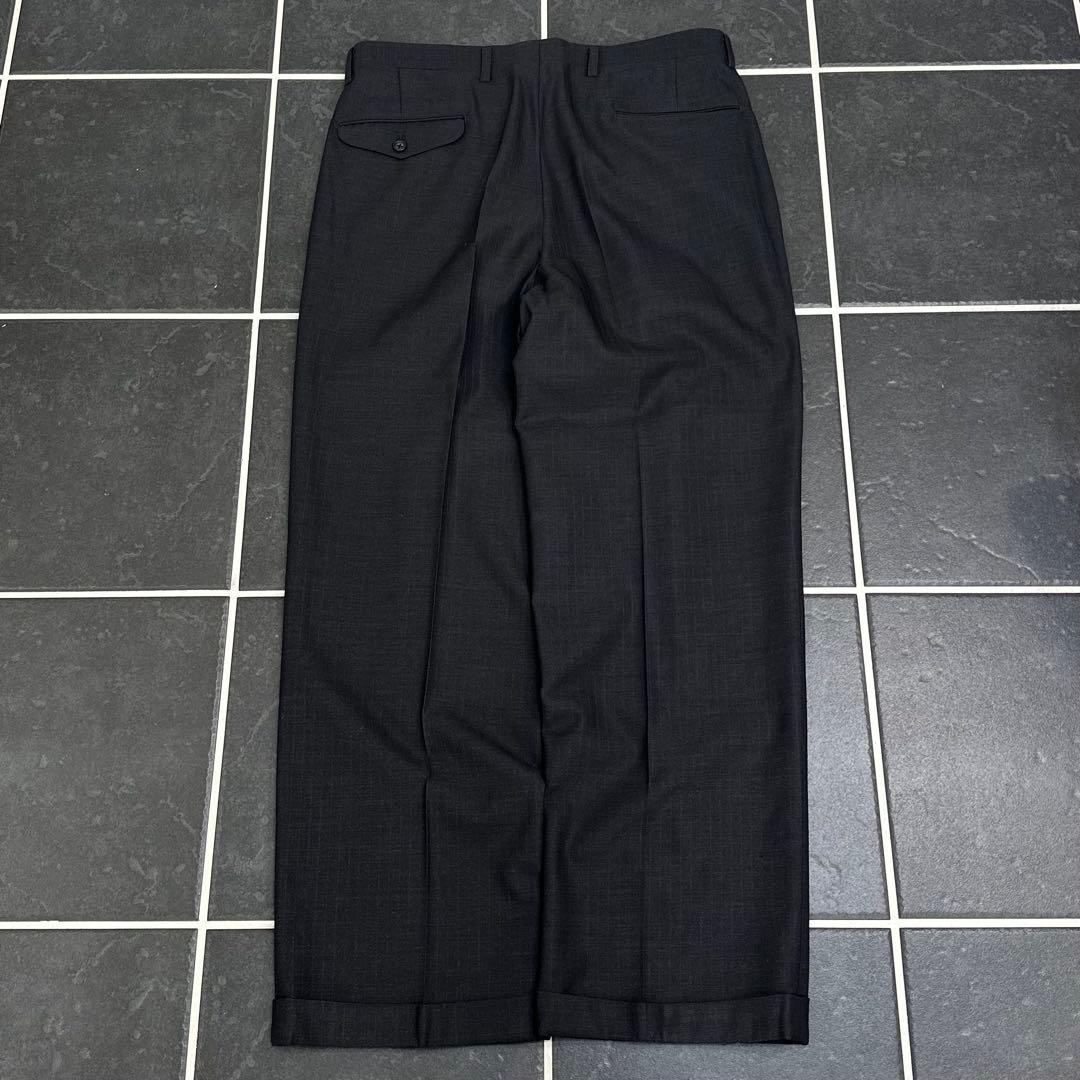 80s vintage 【ウール　ツータック　ワイドスラックス　極太　高級】