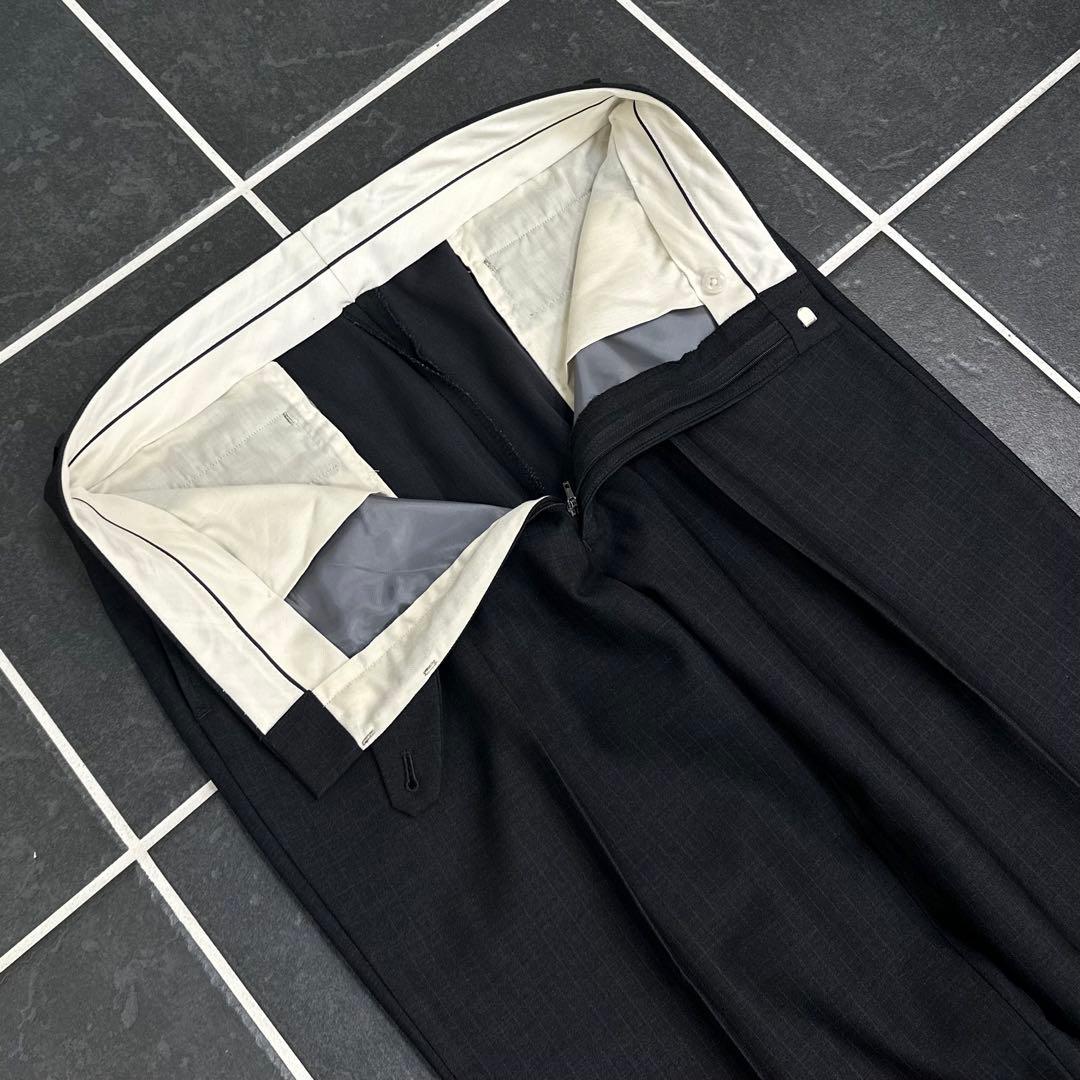 80s vintage 【ウール　ツータック　ワイドスラックス　極太　高級】