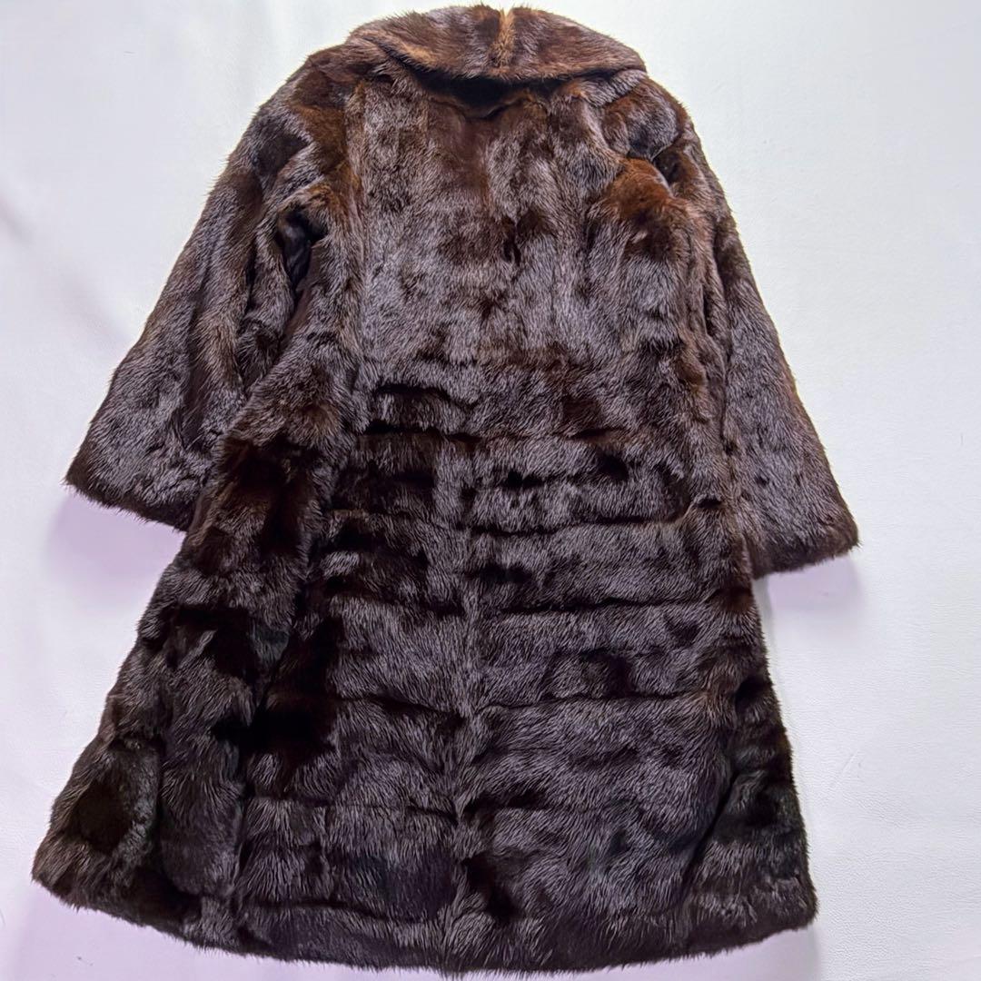 高級毛皮コート リアルファーコート ウィーゼル セミロングコート 段々デザイン