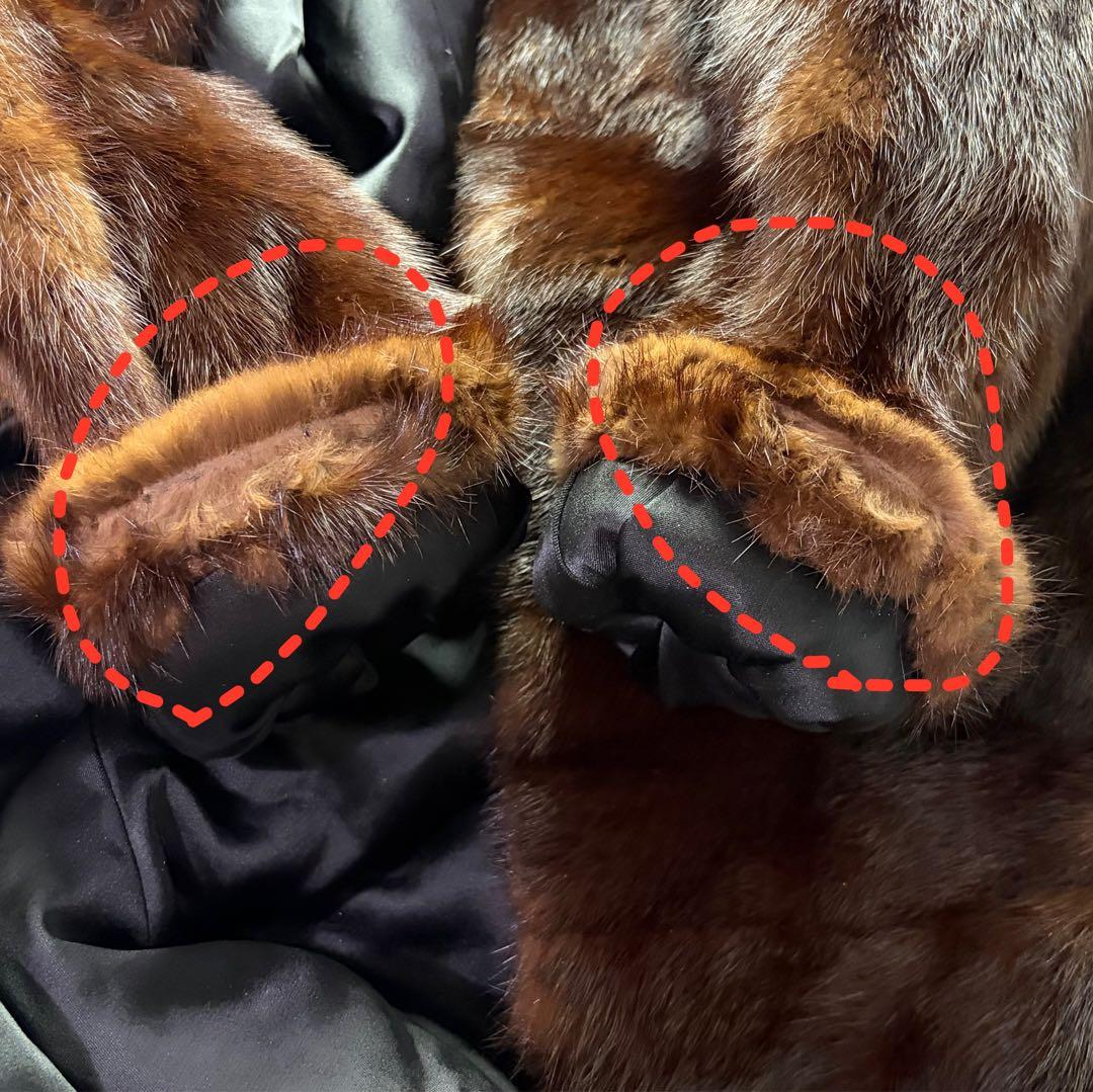 高級毛皮コート リアルファーコート ウィーゼル セミロングコート 段々デザイン