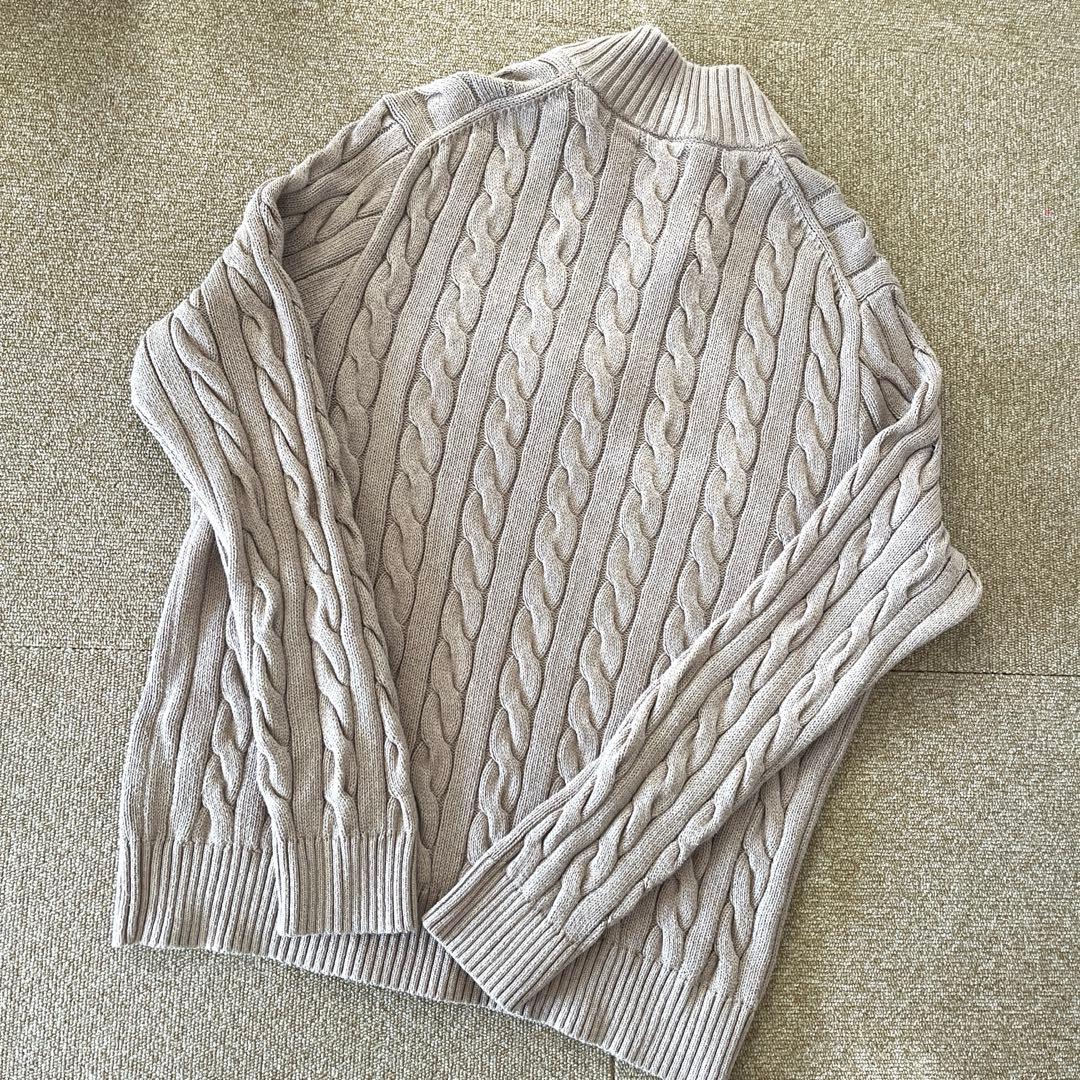 【美品】ポロ ラルフローレン ハーフジップニット ケーブル メンズ LG