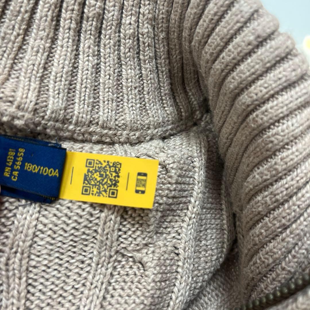 【美品】ポロ ラルフローレン ハーフジップニット ケーブル メンズ LG