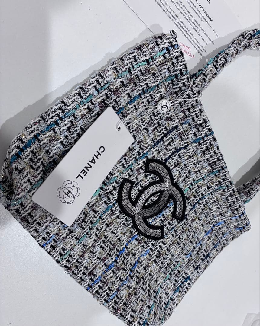 CHANEL トートバッグ　ハンドバッグ　ブルーラメ