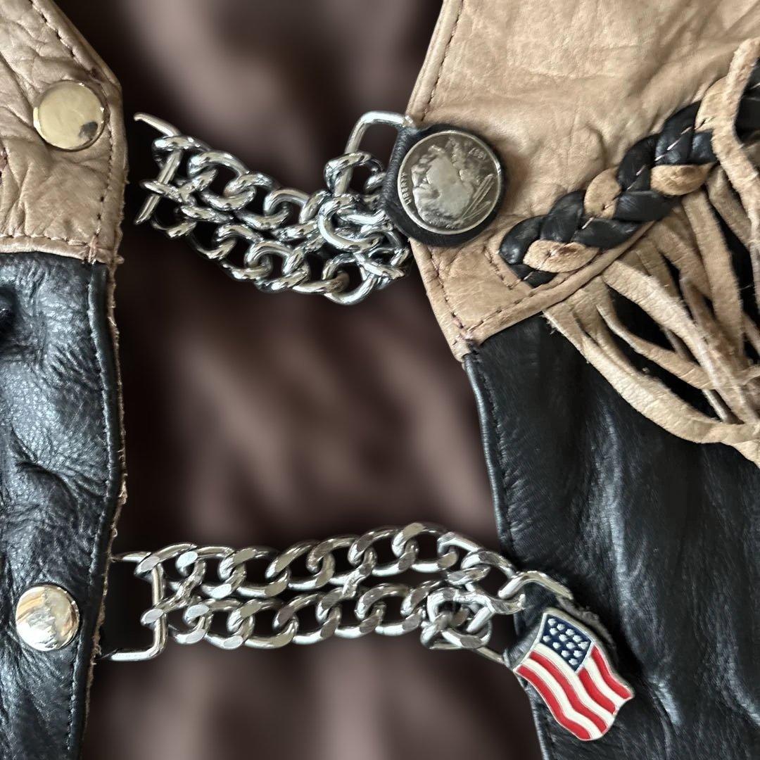 HUDSON LEATHER フリンジ レザージャケットＸＸＬ￼スナップボタン￼