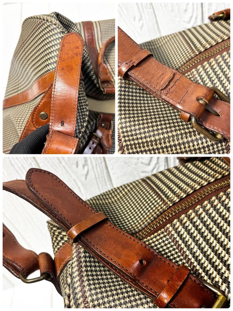 ポロラルフローレン 千鳥格子 ボストンバッグ 2way PVC レザー　大容量