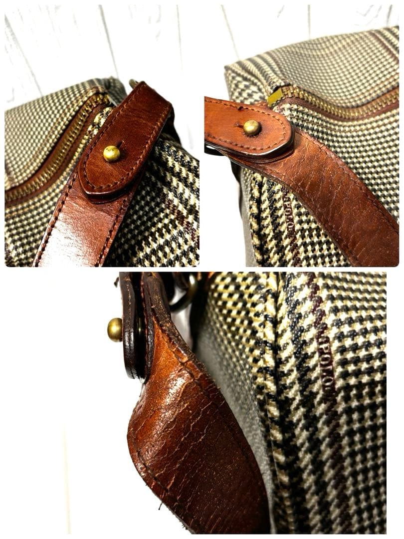 ポロラルフローレン 千鳥格子 ボストンバッグ 2way PVC レザー　大容量