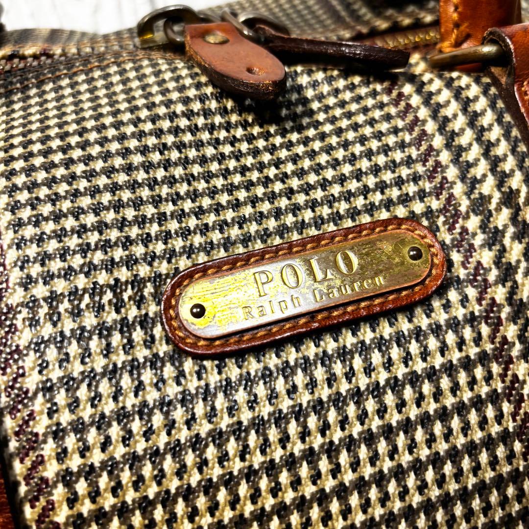 ポロラルフローレン 千鳥格子 ボストンバッグ 2way PVC レザー　大容量