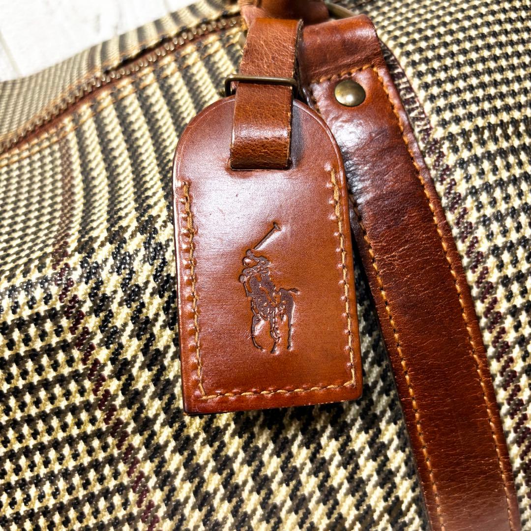 ポロラルフローレン 千鳥格子 ボストンバッグ 2way PVC レザー　大容量