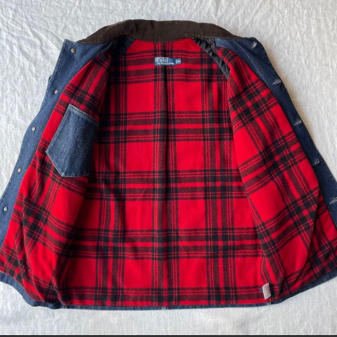 Polo by Ralph Lauren デニム カバーオール 裏地チェック M