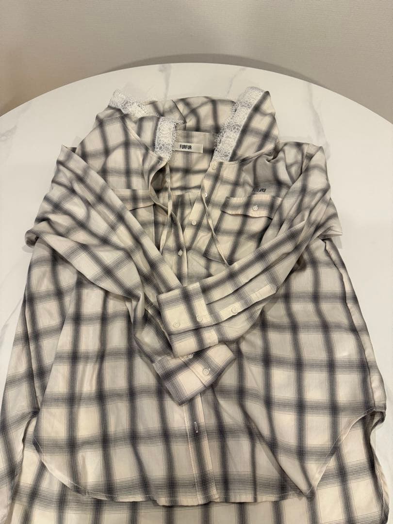 FURFUR フーディーオンブレーチェックシャツ