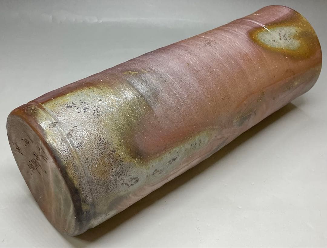 人間国宝　藤原雄　備前花入　平成元年　1月作　備前焼　共箱　共布　栞　S57