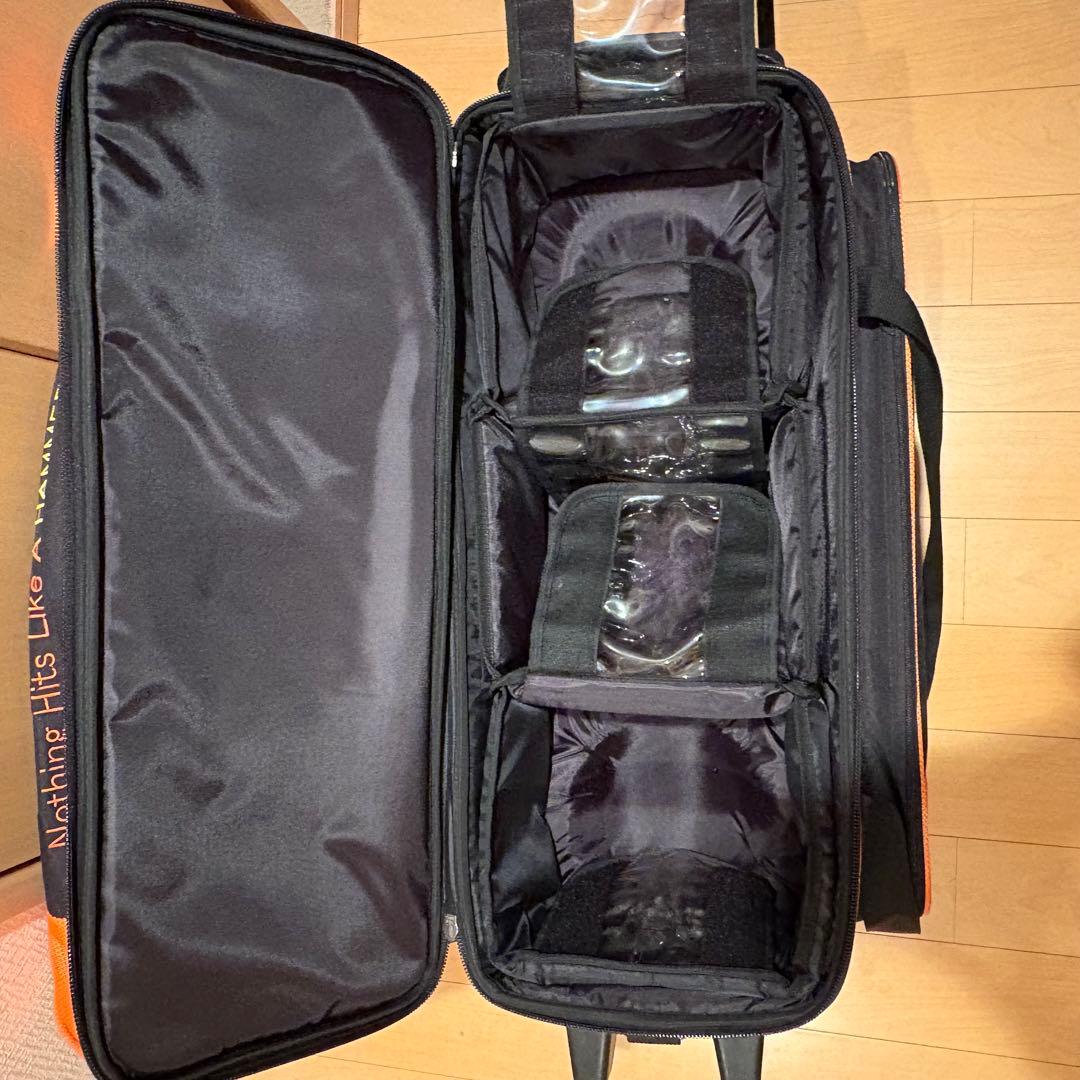 HAMMER ボウリング用バッグ 黒とオレンジ 3個入りバッグ