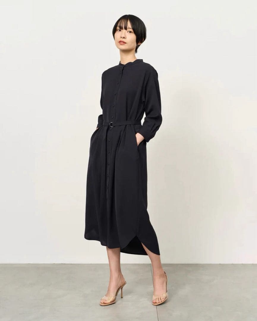 未使用品✨　SOEJU バンドカラーシャツワンピース M ネイビー