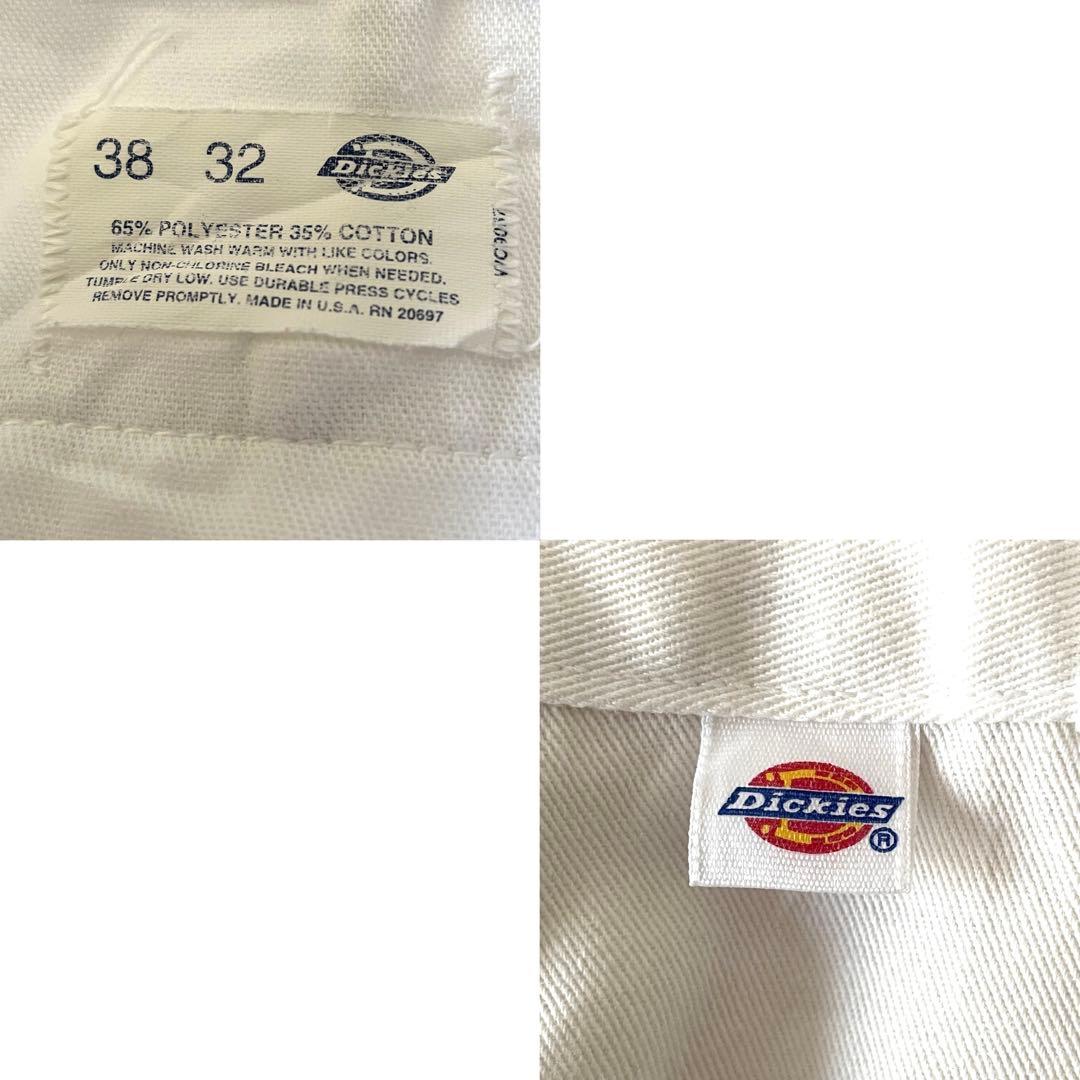 ディッキーズ USA製 ワークパンツ 刺繍 ホワイト 38×32