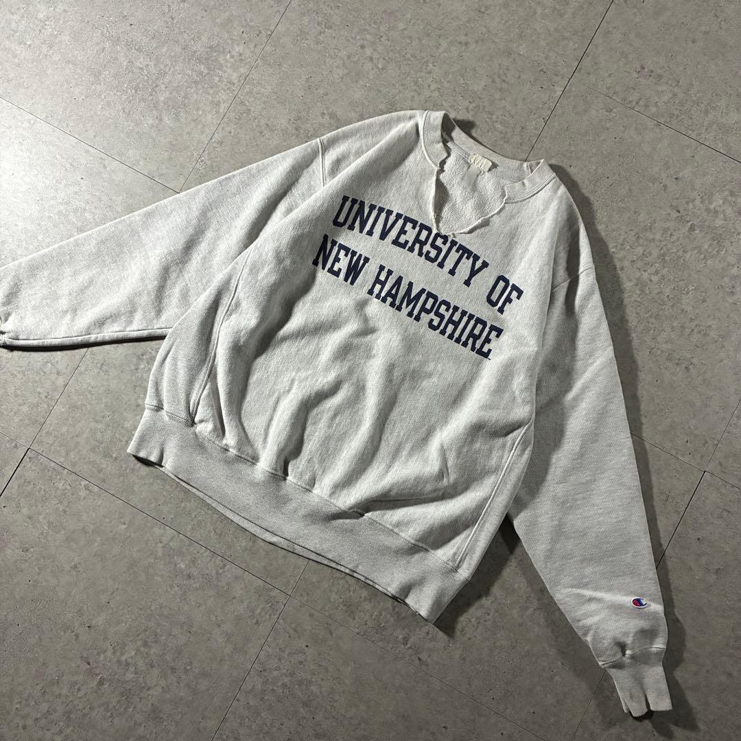 00s- Championリバースウィーブ 染み込みカレッジロゴクラッシュ短丈