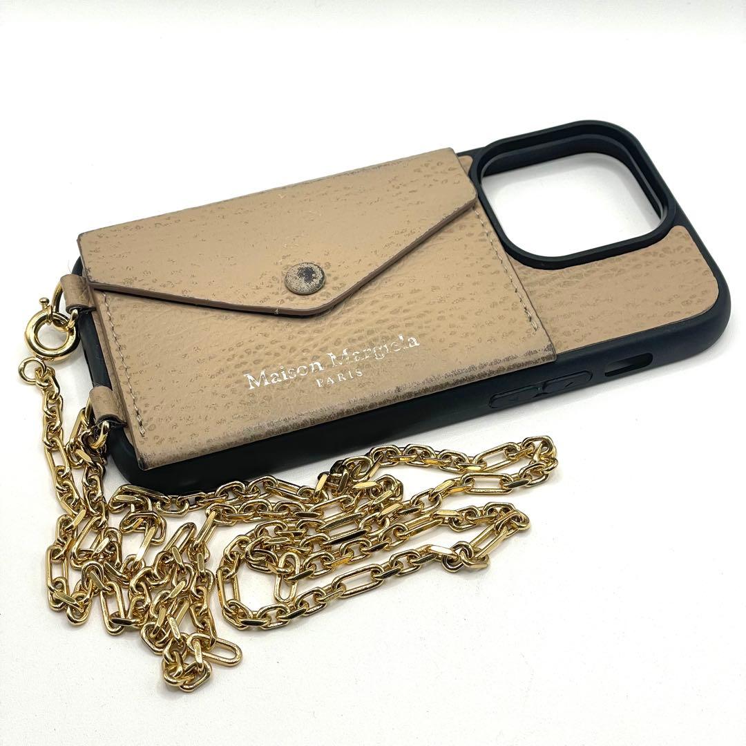 メゾンマルジェラ iPhoneケース 14 Pro対応 チェーンストラップ付き
