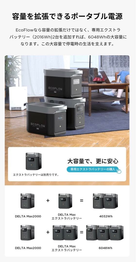 新品 EcoFlow DELTA Max2000 デルタマックス 蓄電池 防災