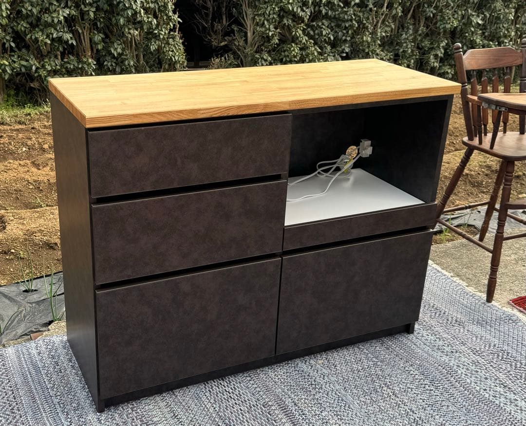 【早い者勝ち＆お買い得】日本製・大川家具 キッチンカウンター【タモ無垢材】