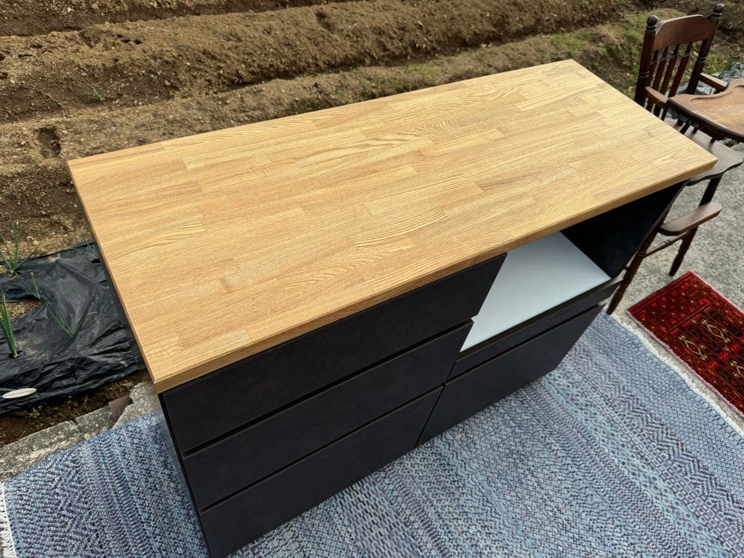 【早い者勝ち＆お買い得】日本製・大川家具 キッチンカウンター【タモ無垢材】