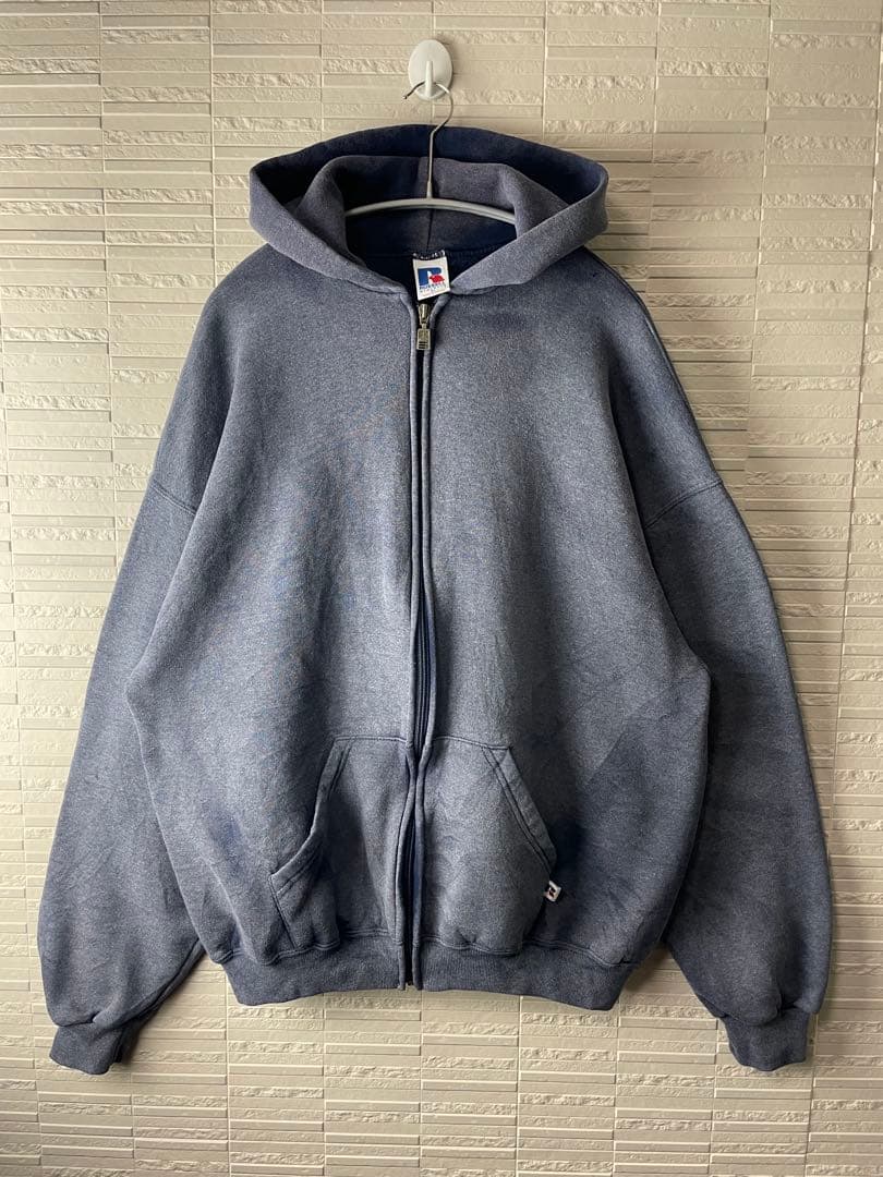 90s 鬼フェードRUSSELL フルジップスウェット　フーディ　パーカー　無地