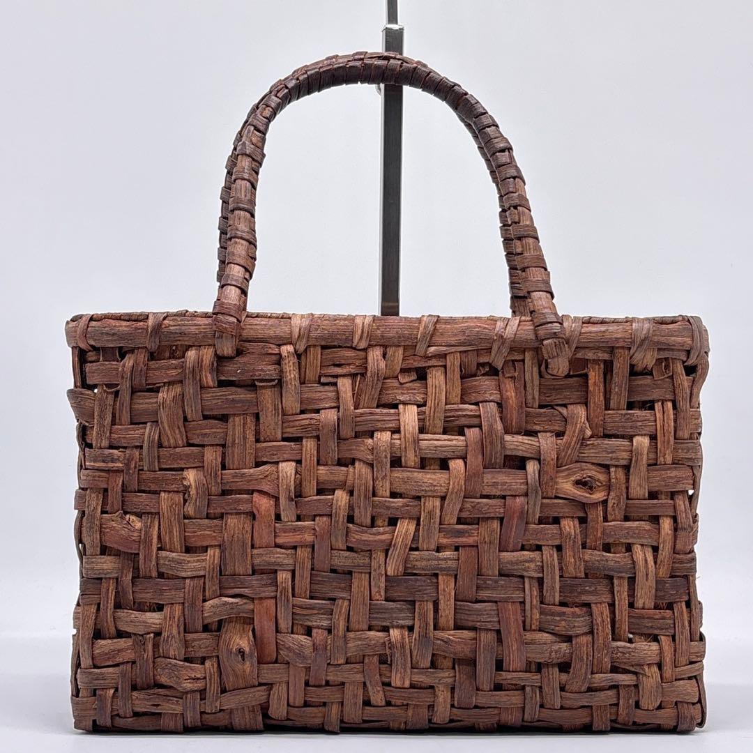 美品 山葡萄 籠バック ハンドバックかご カゴ 天然素材 自然素材 編み込み