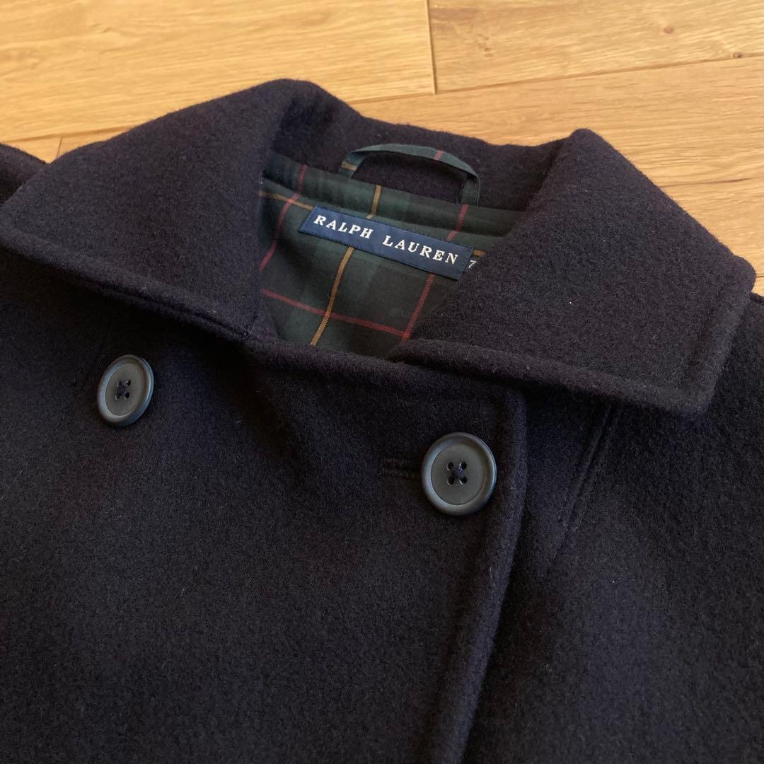 ラルフローレン ベルト付 ウールメルトン Pコート 7f ネイビー
