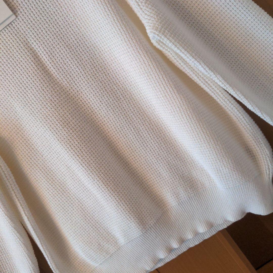 XL〜3L　アンタイトル　HAND WASH　コットンニット　長袖　白　春ニット