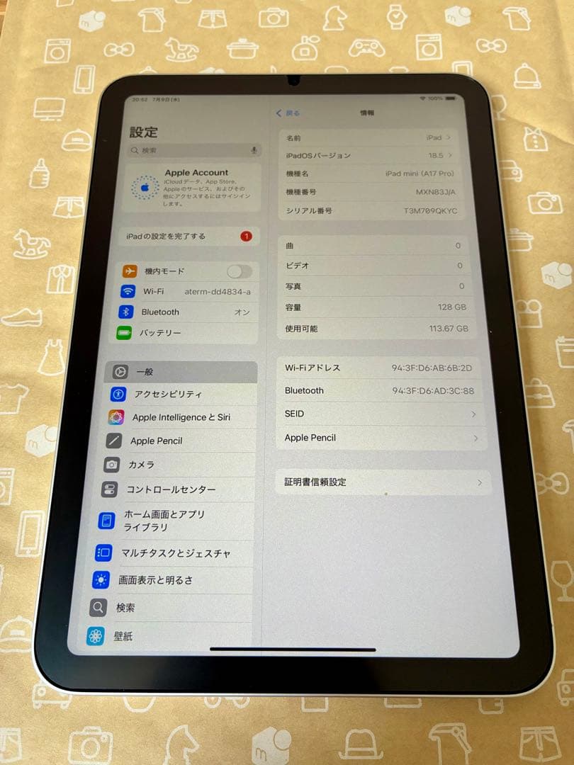 iPad mini (A17 Pro) Wi-Fi 128GB 中古